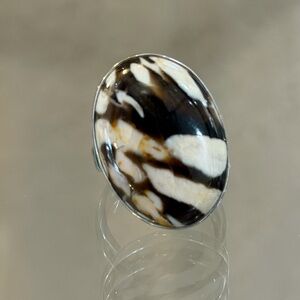 Natural Zebra Jasper Oval Ring - SIZE 8